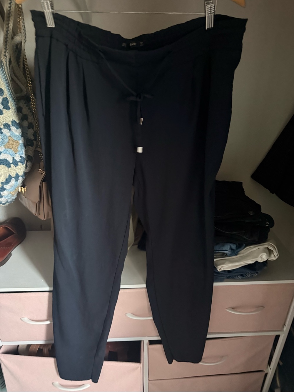 Zara Navy Drawstring Waist Pants